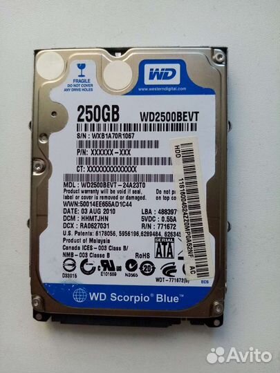 Жесткий диск WD Scorpio Blue 250 GB