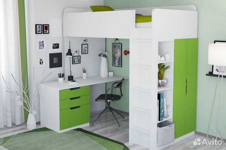 Кровать чердак со столом на заказ