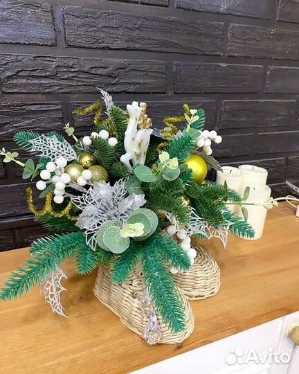 Новогодняя композиция украшение декор