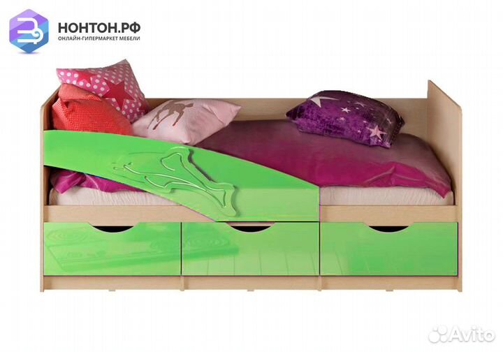 Кровать Дельфин салатовый металлик