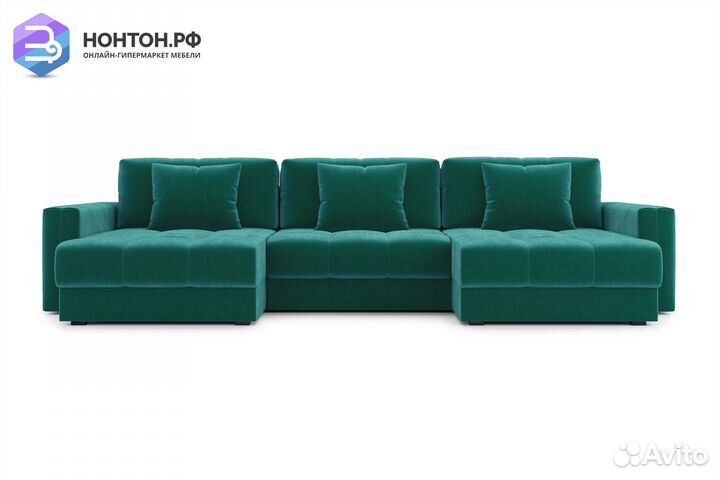 Диван угловой тик-так Монарх М2О1 изумрудный