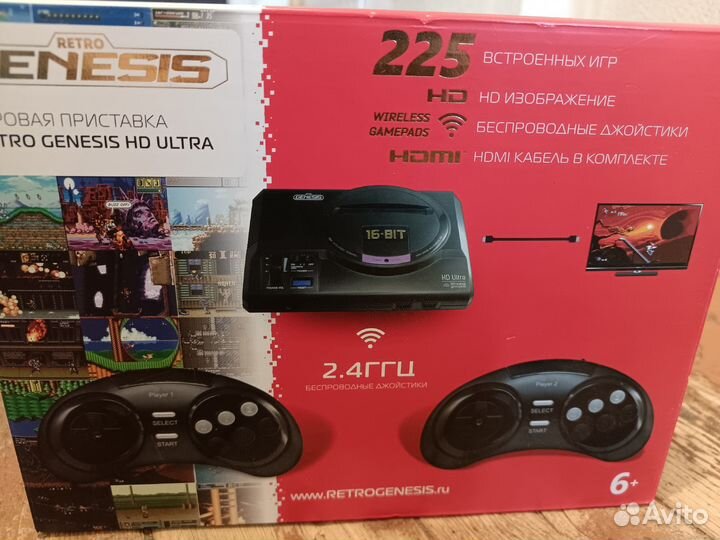 Retro Sega Genesis HD Ultra 225 игр 2джойстика нов
