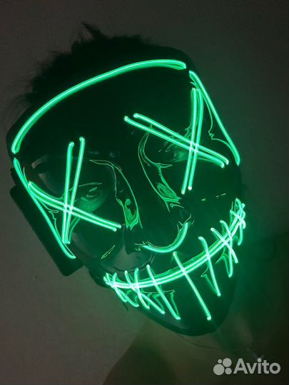Карнавальная маска Судная ночь зеленый неон