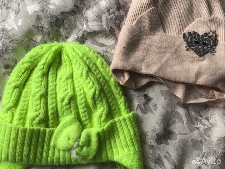 Шапки для девочки демисезонные 4 -6 лет