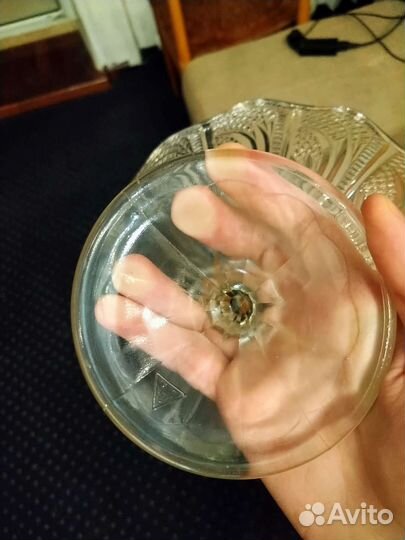 Ваза конфетница-фруктовница на ножке СССР, стекло