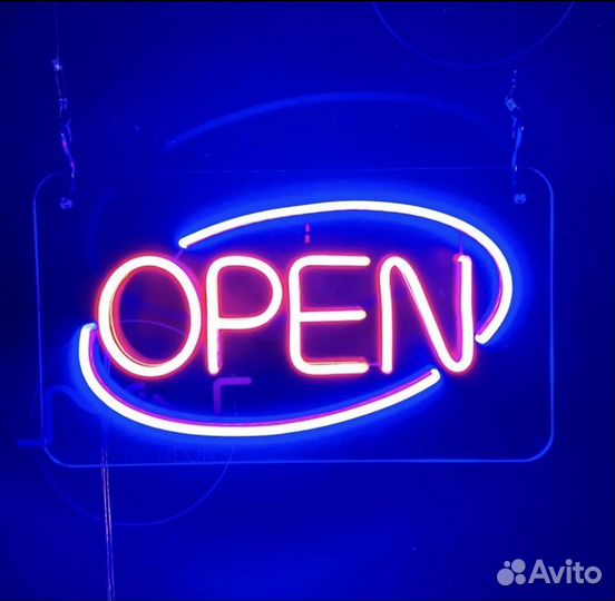 Неоновая вывеска Открыто