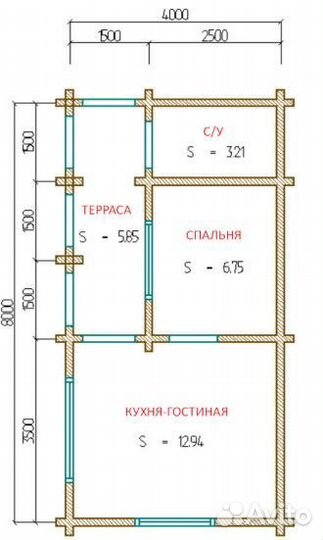 Домокомплект Дом из бруса 4х8