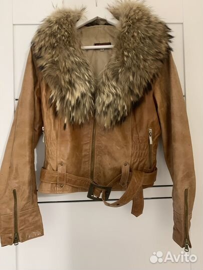 Куртка весна женская 48 кожа мех