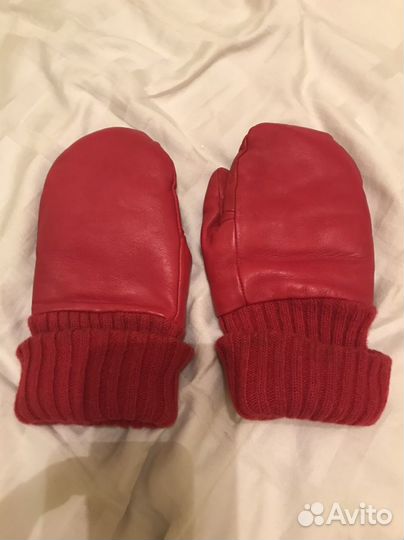 Варежки детские кожаные