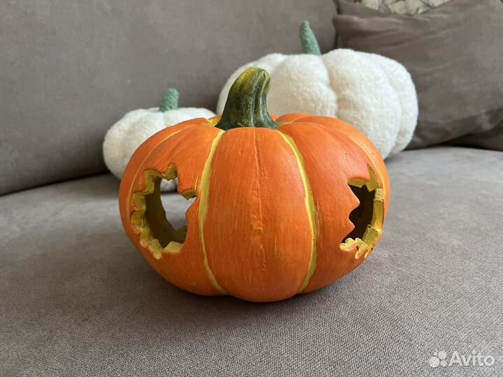 Большой подсвечник-декор тыква хеллоуин