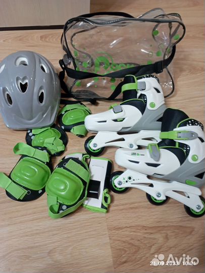 Роликовые коньки+комплект защиты