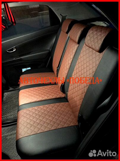 Чехлы Ssangyong Actyon из экокожи чёрно-коричневые