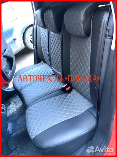 Чехлы Renault Megane 3 из экокожи чёрно-серые Ромб