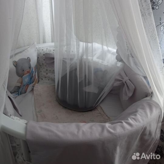 Кроватка трансформер круглая, овальная