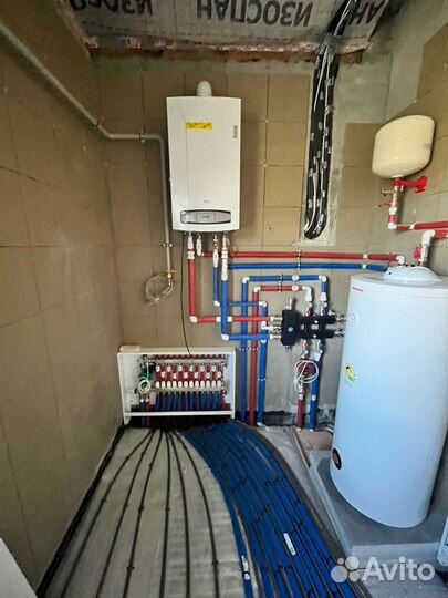 Монтаж теплых водяных полов, мотнаж отопления