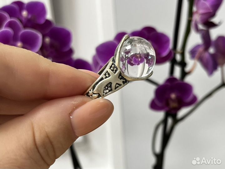 Серебряное кольцо горный хрусталь18,5 р