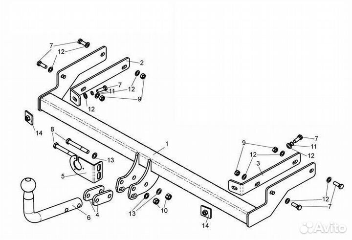Фаркоп на Рено Симбол, с 2008 г. в. Новый