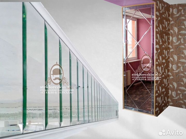 Зеркальное панно на стену, дверь, колонну,в багете