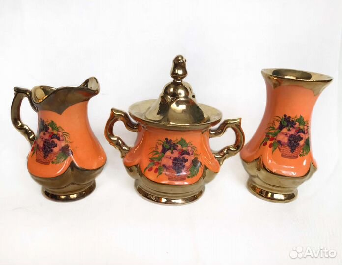 Сервиз чайный с позолотой 10 предметов