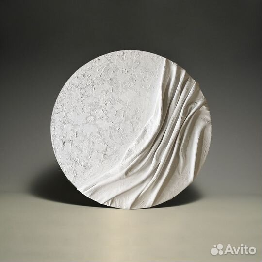 Круглая картина из ткани белого цвета на заказ