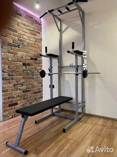 Напольный турник со скамьей: Турник, Брусья, Пресс