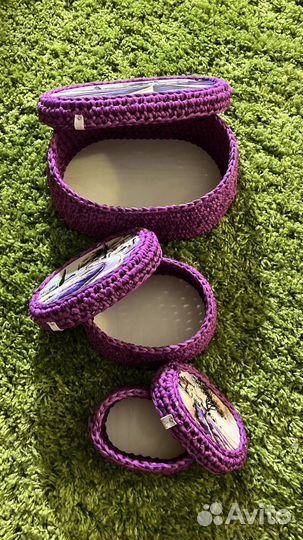 Шкатулки Сирень из трикотажной пряжи