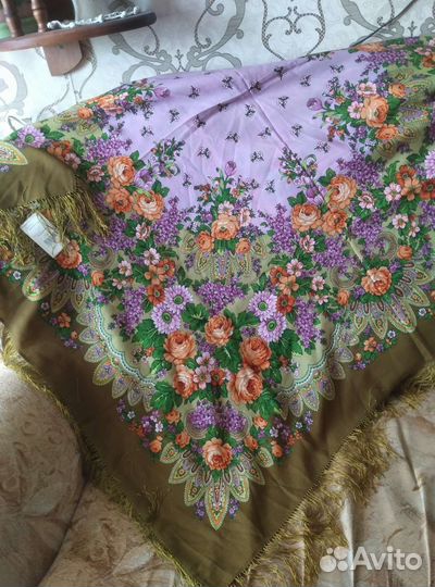 Платок Павлопосадский цветёт сирень 146 на 146