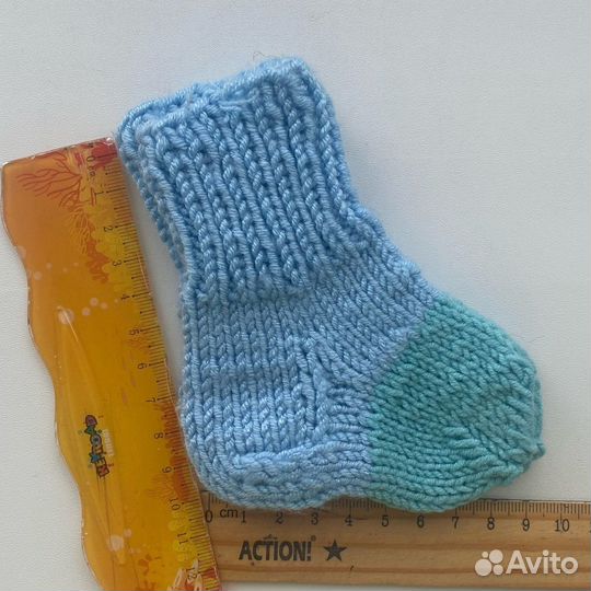 Носки детские вязаные ручной работы, шерсть, 9-10