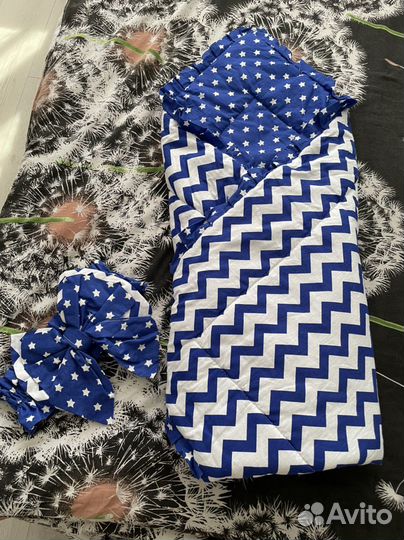 Конверт-одеяло на выписку синее