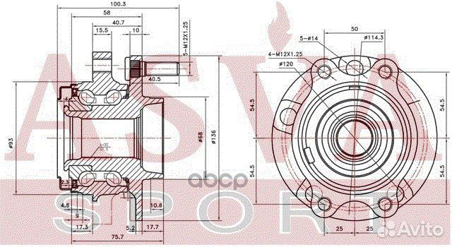 Ступица передняя С магнитным кольцом абс 3.5