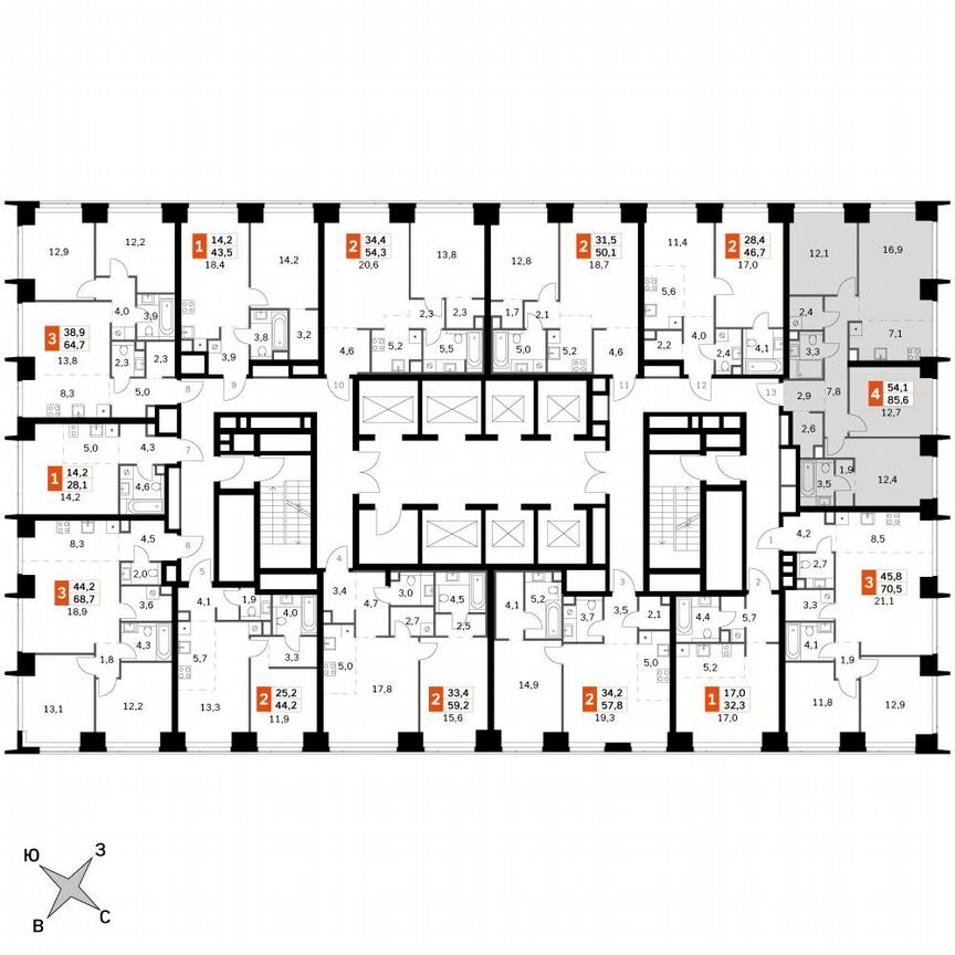 3-к. квартира, 85,6 м², 3/49 эт.