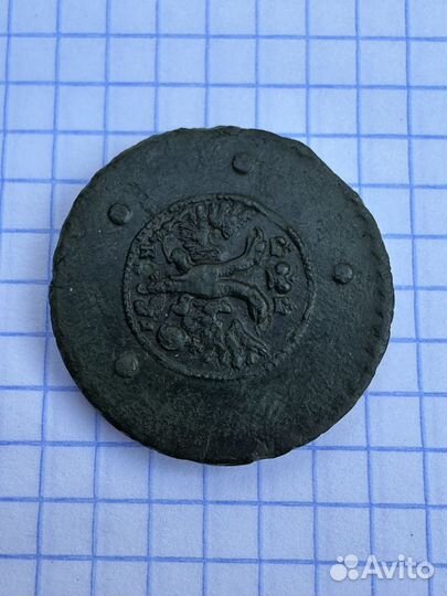 Пять копеек 1727 год кд