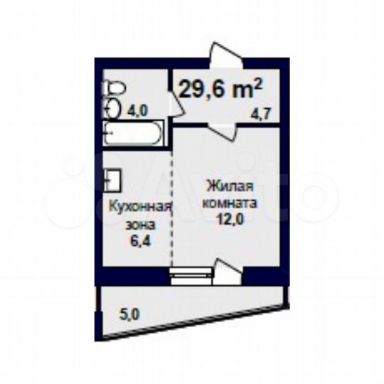 Квартира-студия, 29,6 м², 1/16 эт.