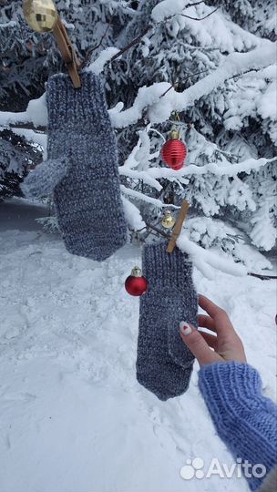 Варежки вязаные детские