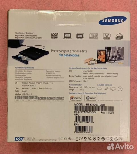 Samsung DVD-RW привод slim