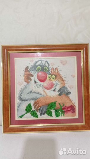 Картина вышитая крестом и бисером