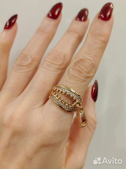 Кольцо покрытие золото фианиты 17 18 19 20 размеры