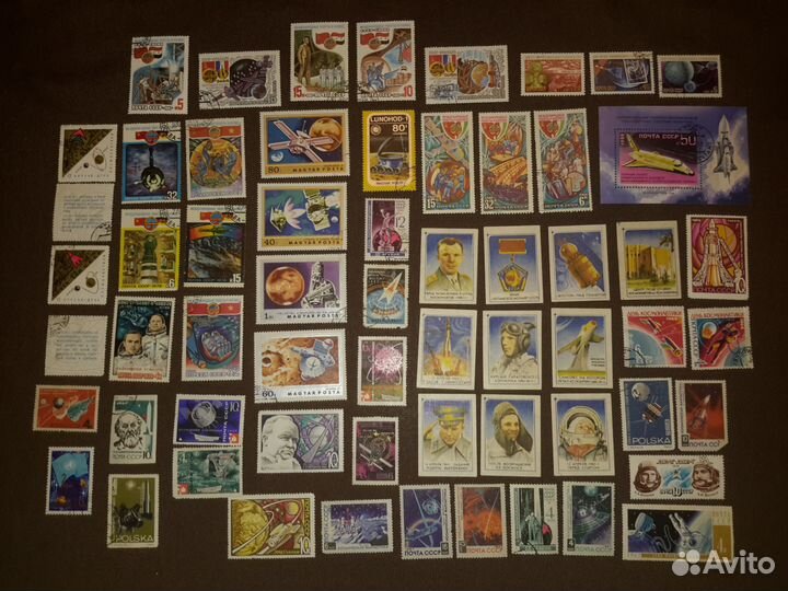 Почтовые марки. Космос. Самолёты. Спорт и др