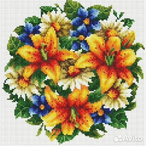 Картина алмазная мозаика Тигровые лилии 33 х 30 см