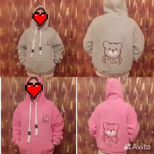 Толстовки Тедди, теплые, мягкие, белый и фисташка