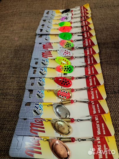 Блесна mepps №3 набор 15шт зелёные