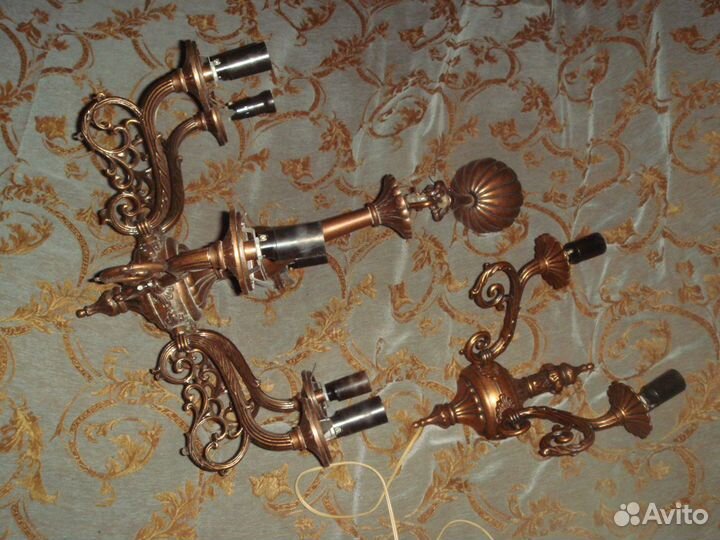 Светильник Салют. Люстра бронза, бра времён СССР
