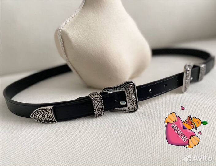 Новый черный ремень YSL