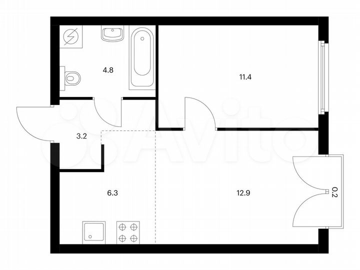 2-к. квартира, 38,8 м², 2/32 эт.