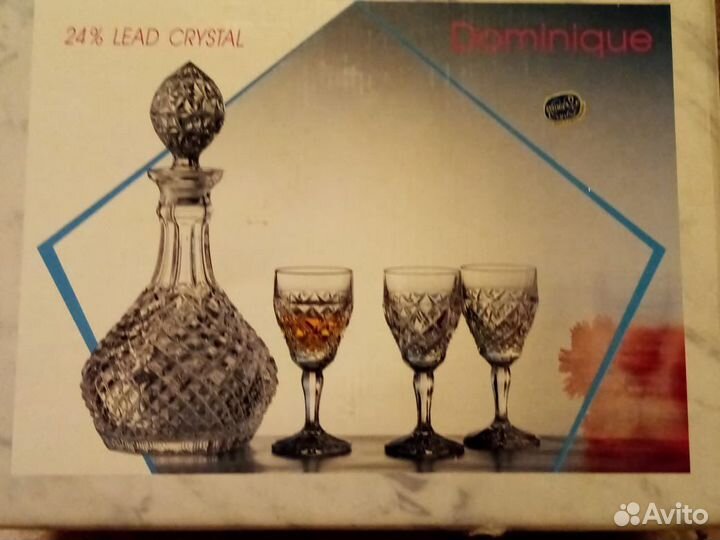 Набор графин и фужеры из чешского хрусталя