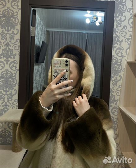Шуба норковая с капюшоном