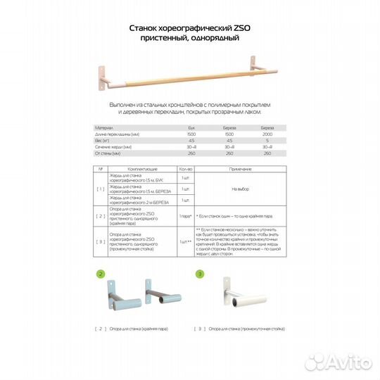 Станок хореографический однорядный пристенный