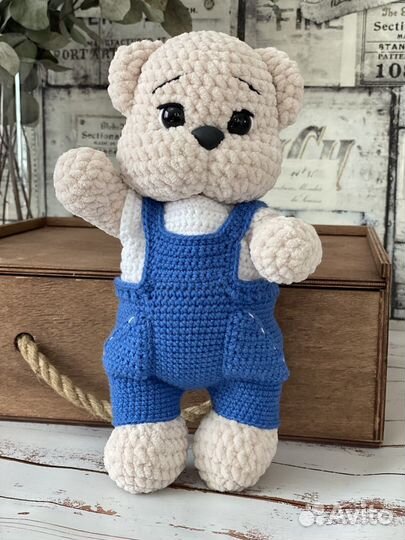 Мишка из плюшевой пряжи
