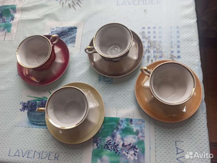 Набор из 3 кофейных кружек с блюдцами