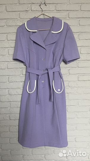 Платье винтаж кримплен 70-е гг лаванда